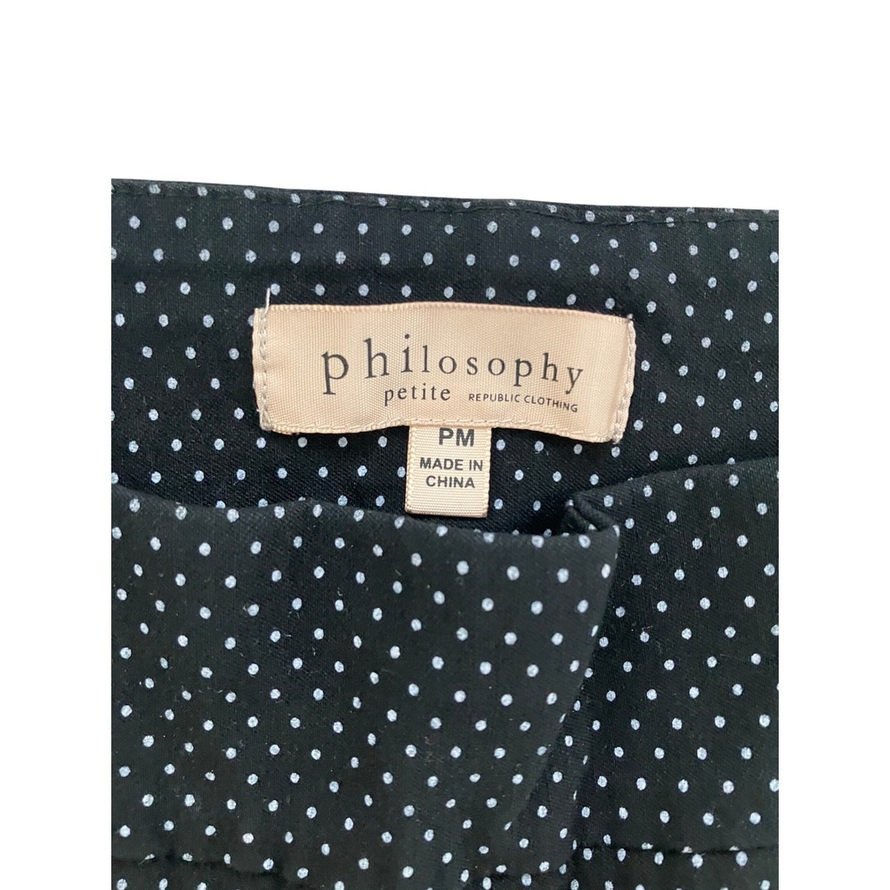 Philosophy Petite Black Polka Dot Bermuda Shorts Womens PM Stretch Flat Front - Picture 2 of 7